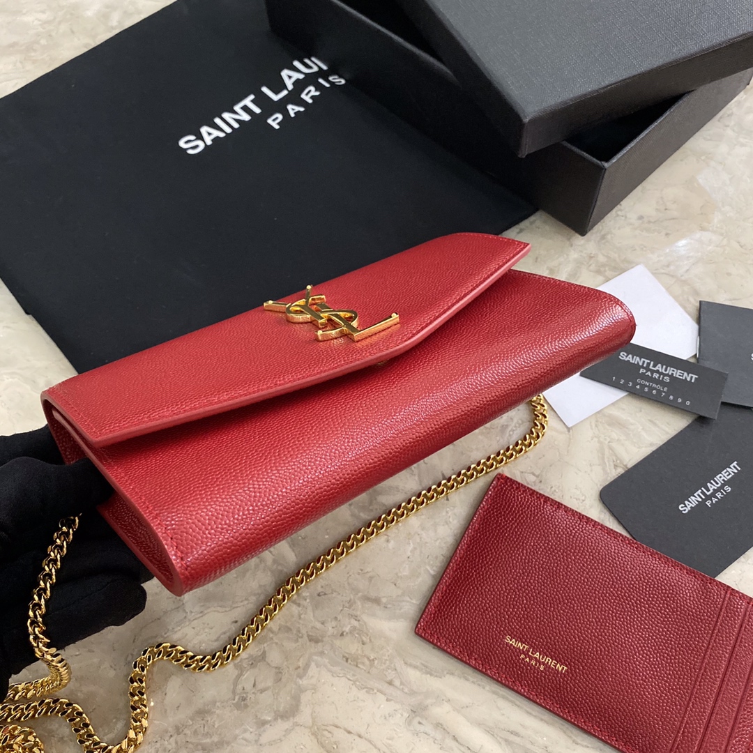 Uptown Chain Wallet in Crocodile-Embossed Shiny Leather Bag - Image 9