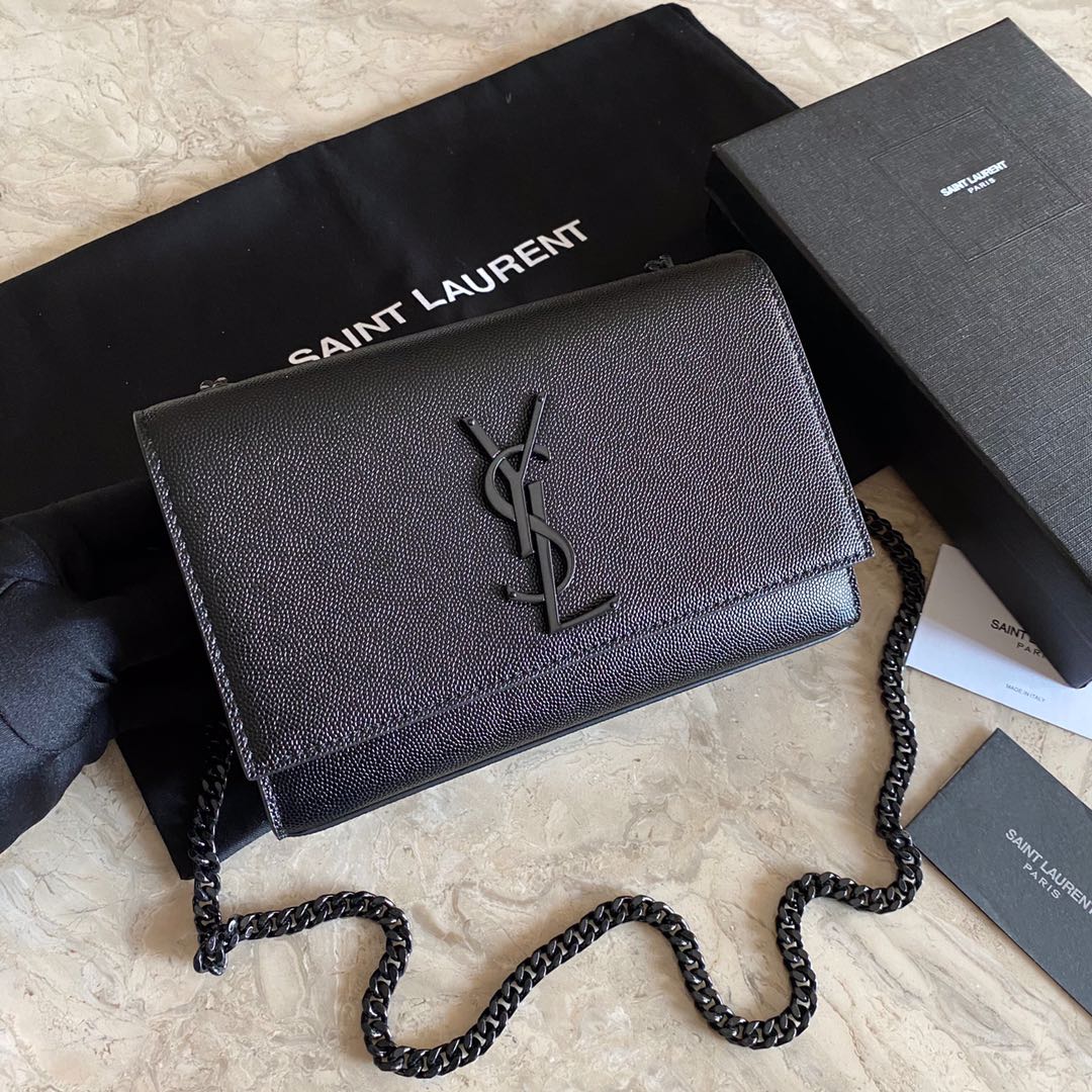 Monogram Chain Wallet in Crocodile Embossed Shiny Bag Leather