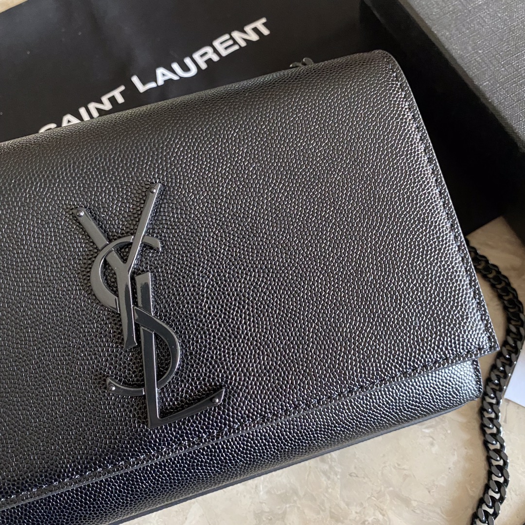 Monogram Chain Wallet in Crocodile Embossed Shiny Bag Leather - Image 9