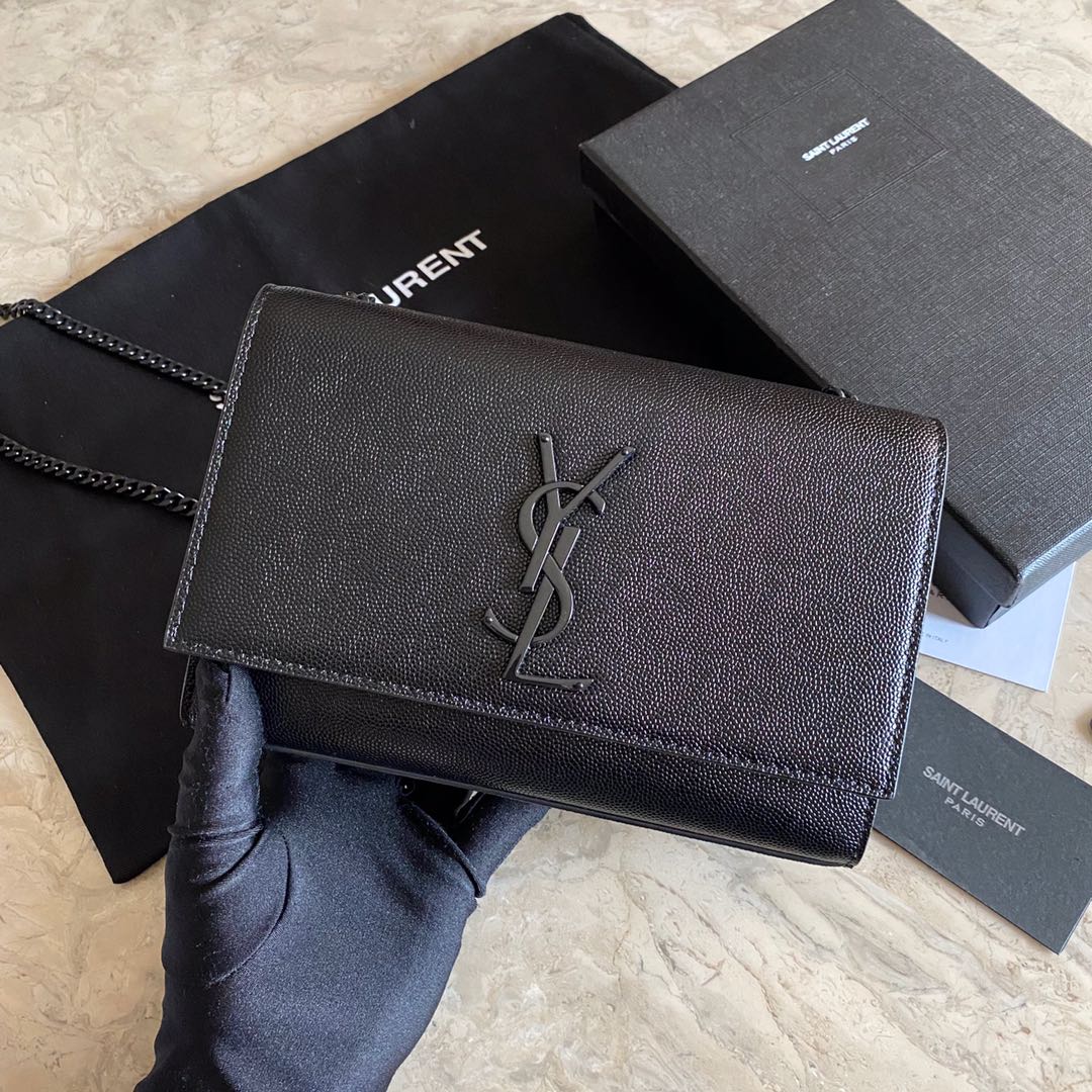 Monogram Chain Wallet in Crocodile Embossed Shiny Bag Leather - Image 8