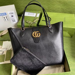 Gucci Small Double G Leather Tote