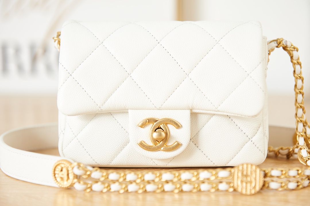 Chanel Mini Classic Flap Bag — White - Image 9