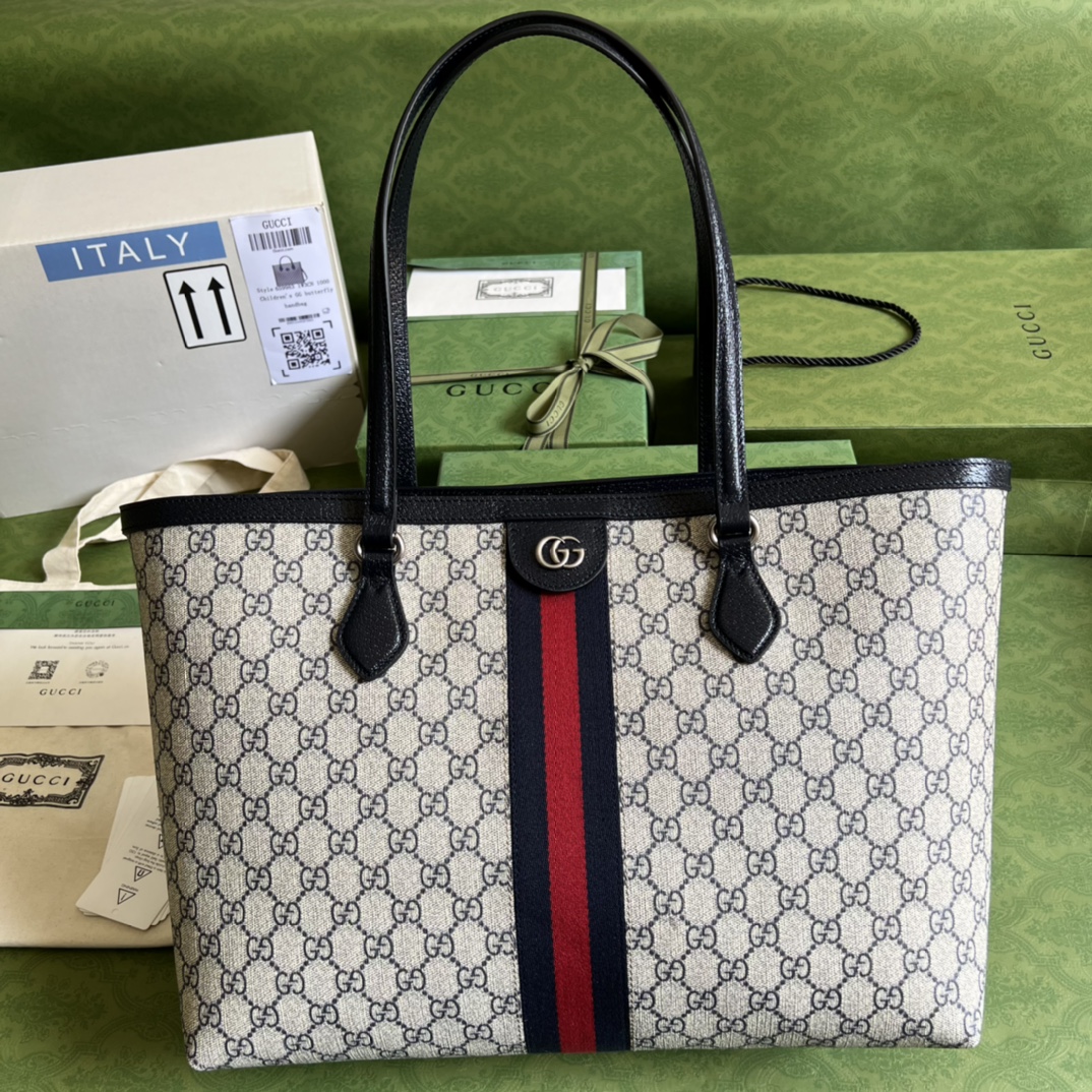 Gucci Ophidia Medium Tote with Web Stripe — Beige - Image 2