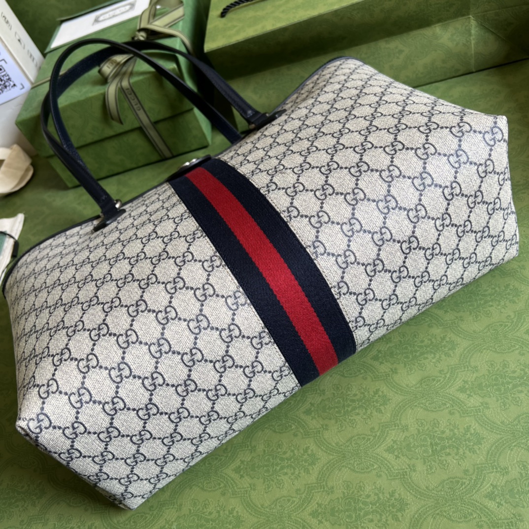 Gucci Ophidia Medium Tote with Web Stripe — Beige - Image 4