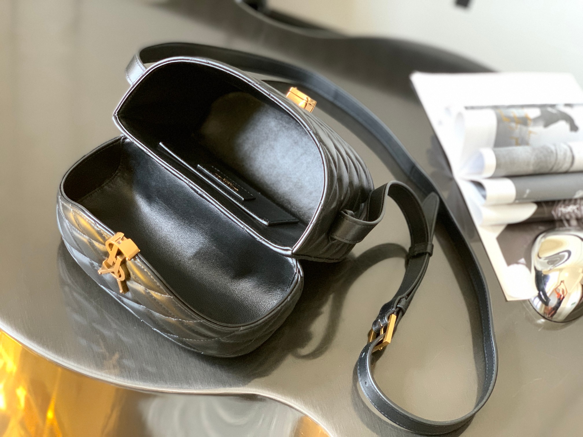 June Box in Quilted Patent Leather Bag - Image 6