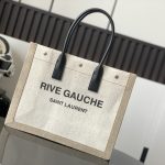 Rive Gauche Large Tote in Printed Canvas and Leather