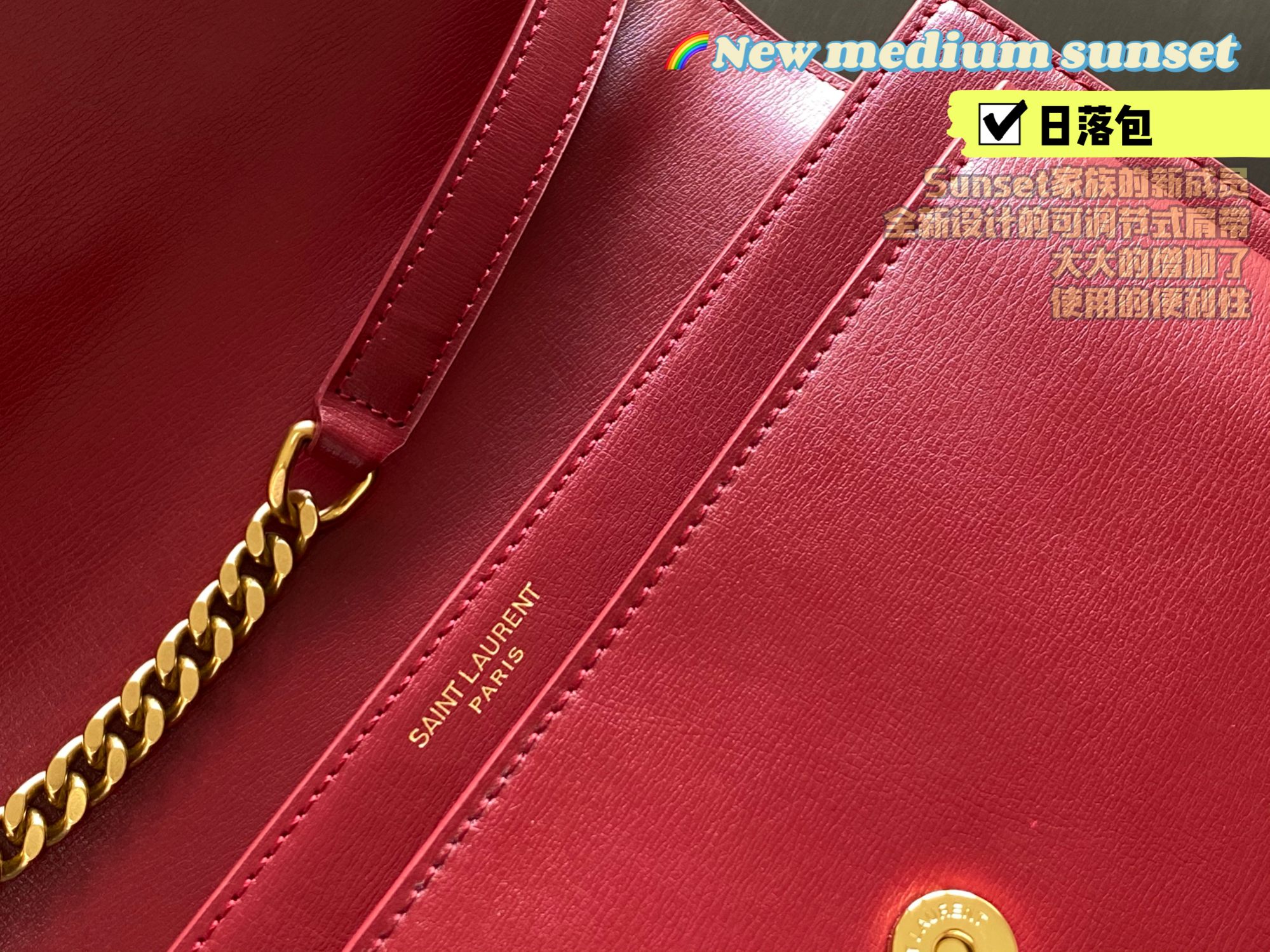 YSL Sunset Medium Top Handle in Smooth Bag Leather - Image 5