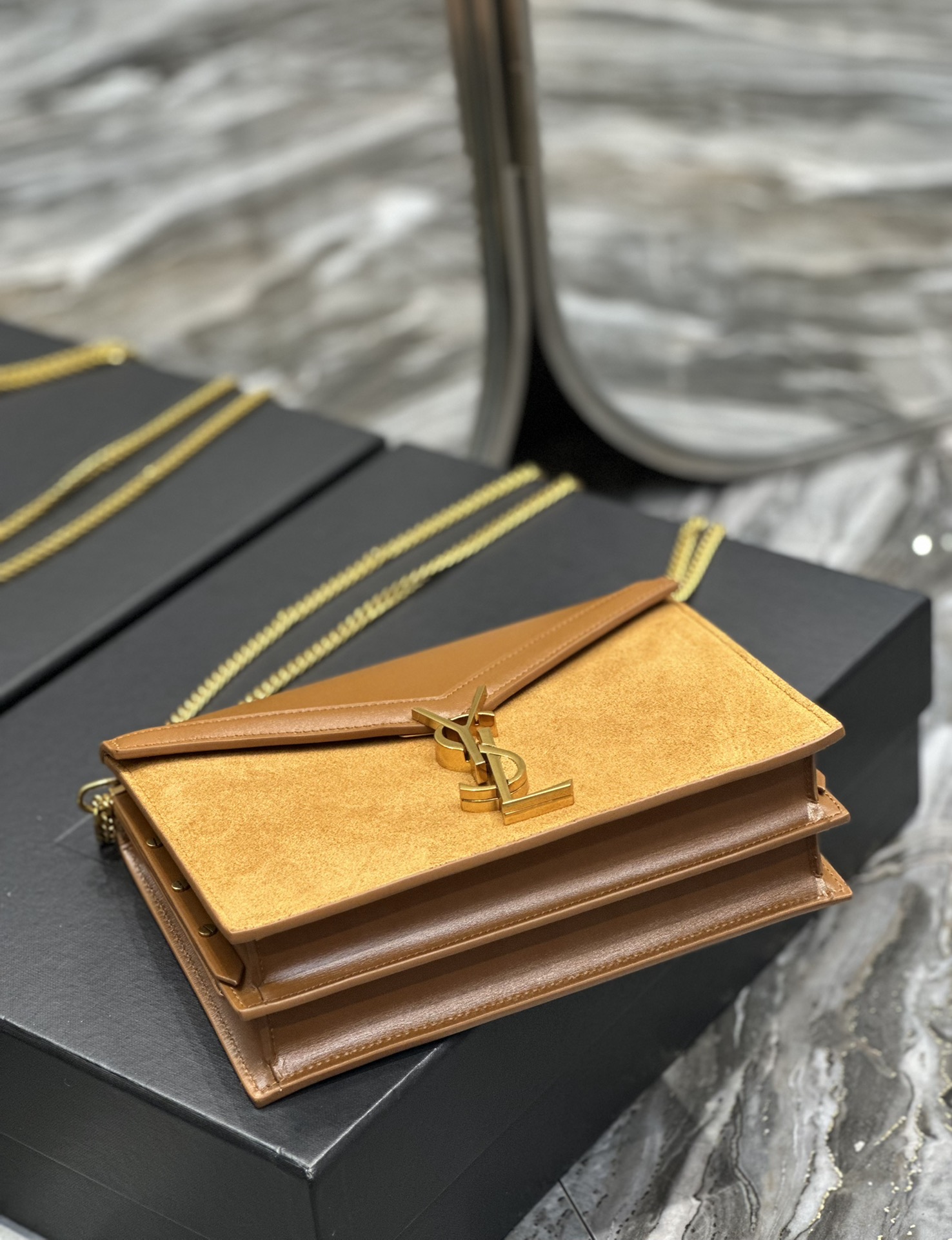 YSL Cassandra Medium Chain in Matte Bag Python - Image 5