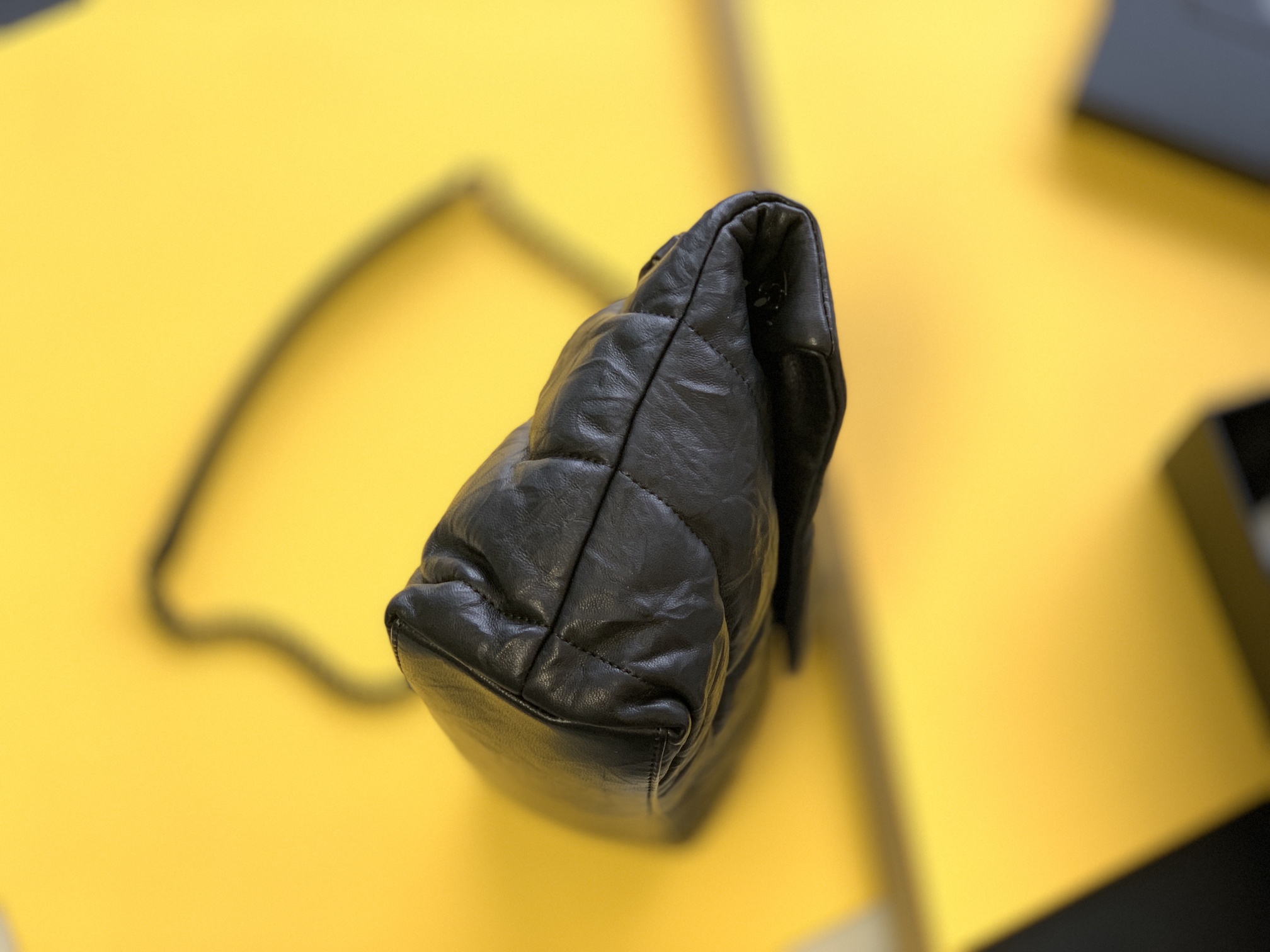 Puffer Medium Chain Bag in Denim and Smooth Leather - Image 5