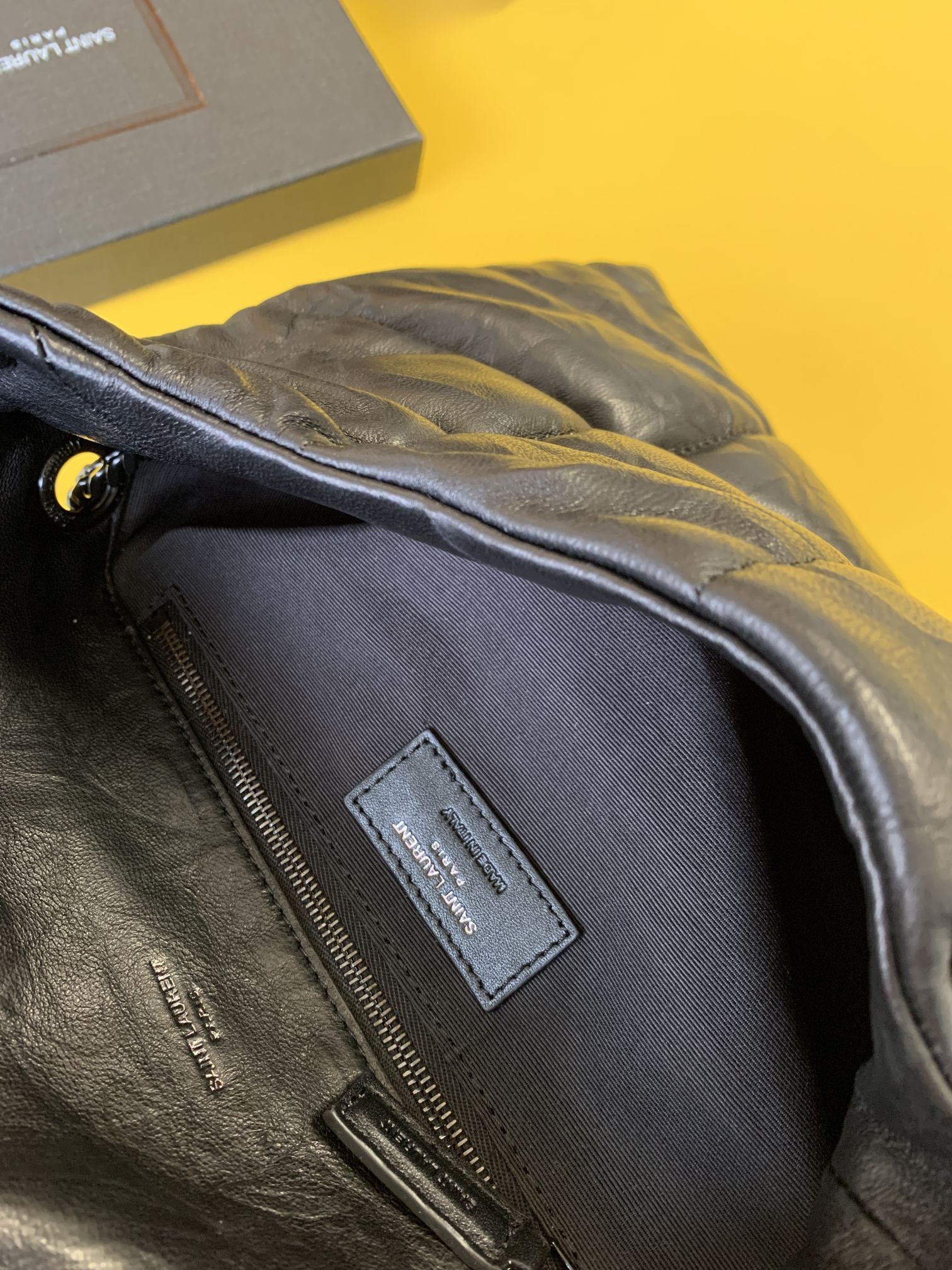 Puffer Medium Chain Bag in Denim and Smooth Leather - Image 6
