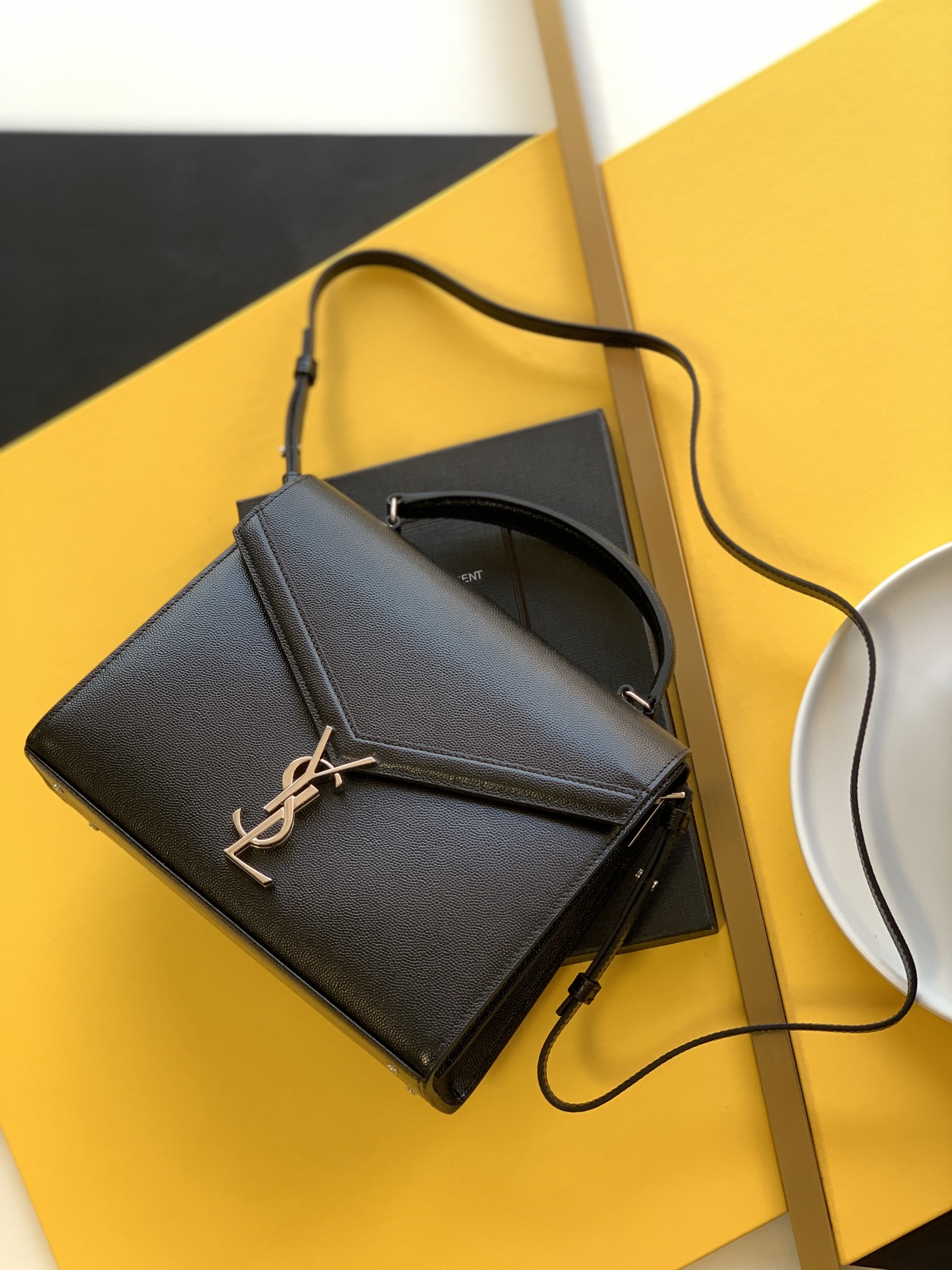 Cassandra Medium Top Handle Bag in Grain de Poudre Embossed Leather