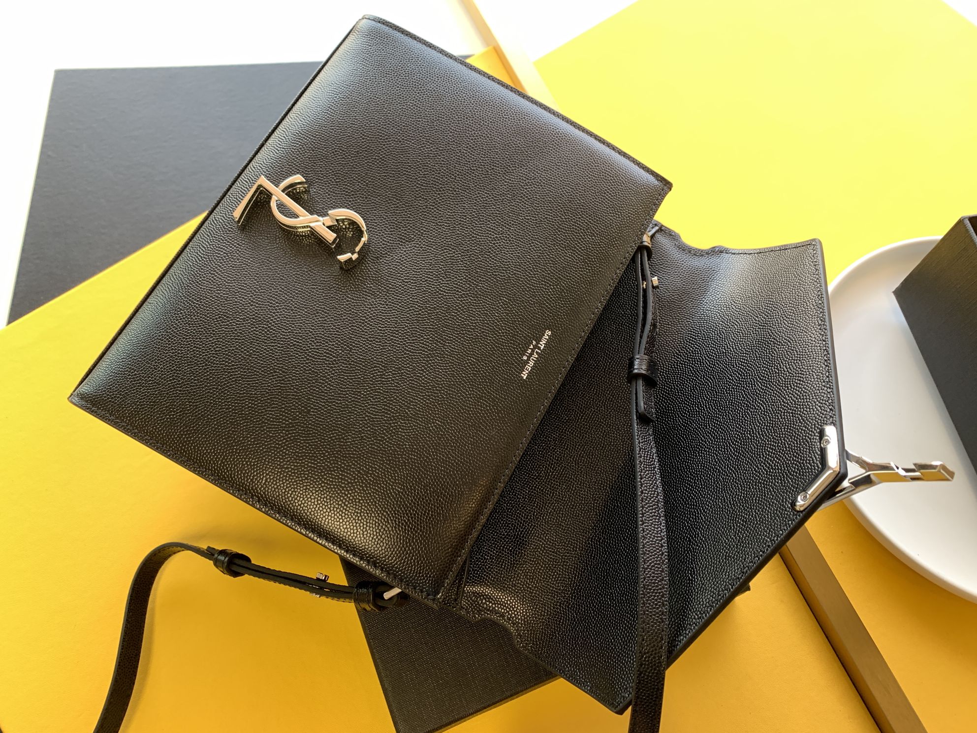 Cassandra Medium Top Handle Bag in Grain de Poudre Embossed Leather - Image 2