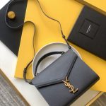 Cassandra Medium Top Handle in Grain de Poudre Embossed Leather Bag