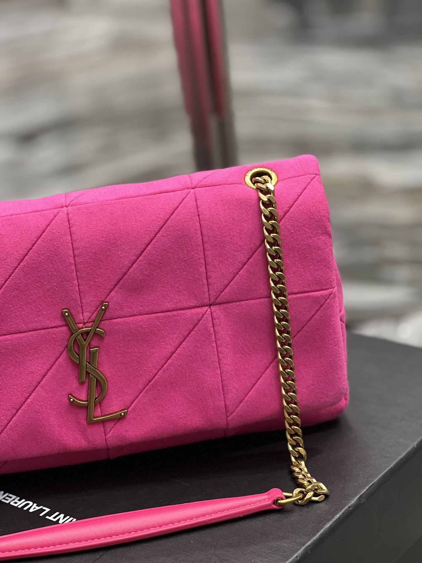 Jamie Medium Chain Bag "Carre Rive Gauche" in Lambskin and Suede Bag - Image 2
