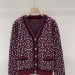 Gucci V-Neck Knit Cardigan — Burgundy